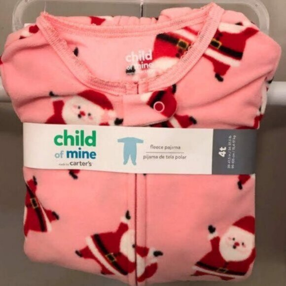 5/$20 NEW 4T Girls Fleece Christmas Santa Footie Pajamas - Picture 2 of 3